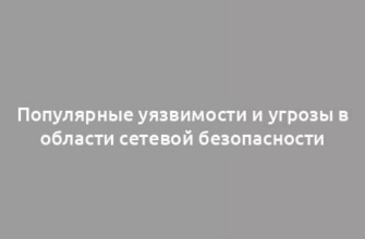 Популярные уязвимости и угрозы в области сетевой безопасности