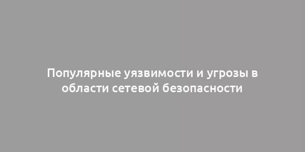 Популярные уязвимости и угрозы в области сетевой безопасности