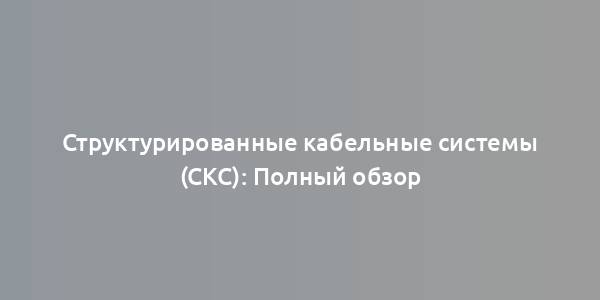 Структурированные кабельные системы (СКС): Полный обзор