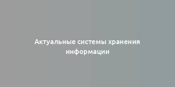 Актуальные системы хранения информации