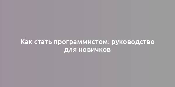 Как стать программистом: руководство для новичков