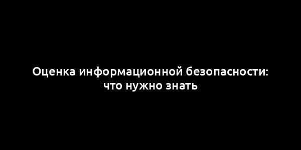 Оценка информационной безопасности: что нужно знать