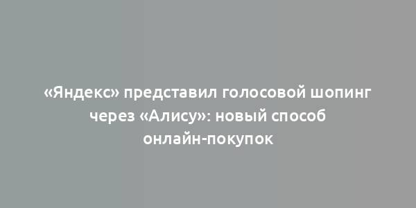 «Яндекс» представил голосовой шопинг через «Алису»: новый способ онлайн-покупок