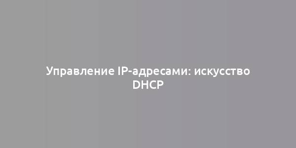 Управление IP-адресами: искусство DHCP