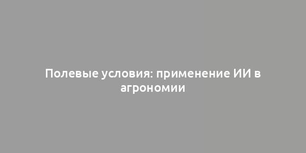 Полевые условия: применение ИИ в агрономии