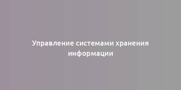 Управление системами хранения информации