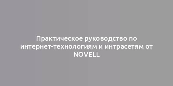 Практическое руководство по интернет-технологиям и интрасетям от Novell