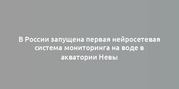 В России запущена первая нейросетевая система мониторинга на воде в акватории Невы