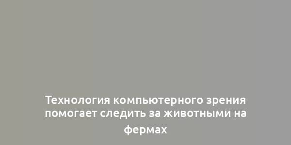 Технология компьютерного зрения помогает следить за животными на фермах