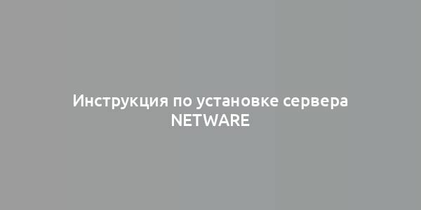 Инструкция по установке сервера NetWare