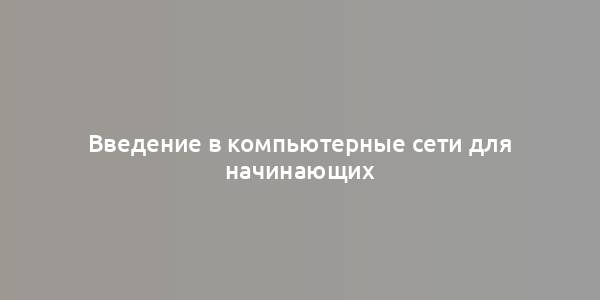 Введение в компьютерные сети для начинающих