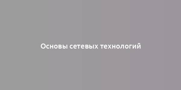 Основы сетевых технологий