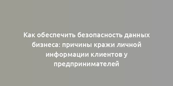 Как обеспечить безопасность данных бизнеса: причины кражи личной информации клиентов у предпринимателей