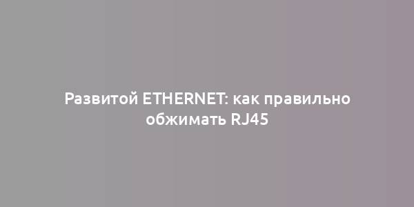 Развитой Ethernet: как правильно обжимать RJ45