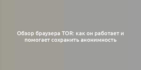 Обзор браузера Tor: как он работает и помогает сохранить анонимность