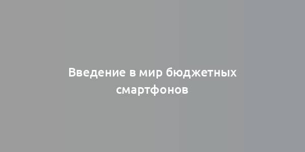 Введение в мир бюджетных смартфонов