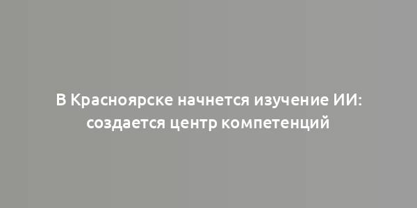 В Красноярске начнется изучение ИИ: создается центр компетенций