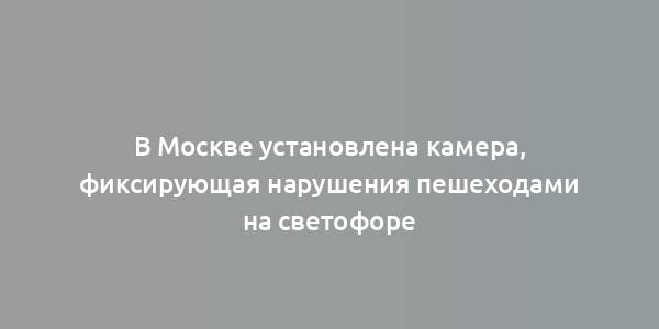 В Москве установлена камера, фиксирующая нарушения пешеходами на светофоре