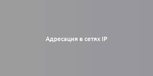 Адресация в сетях IP