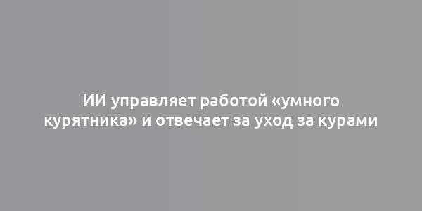 ИИ управляет работой «умного курятника» и отвечает за уход за курами